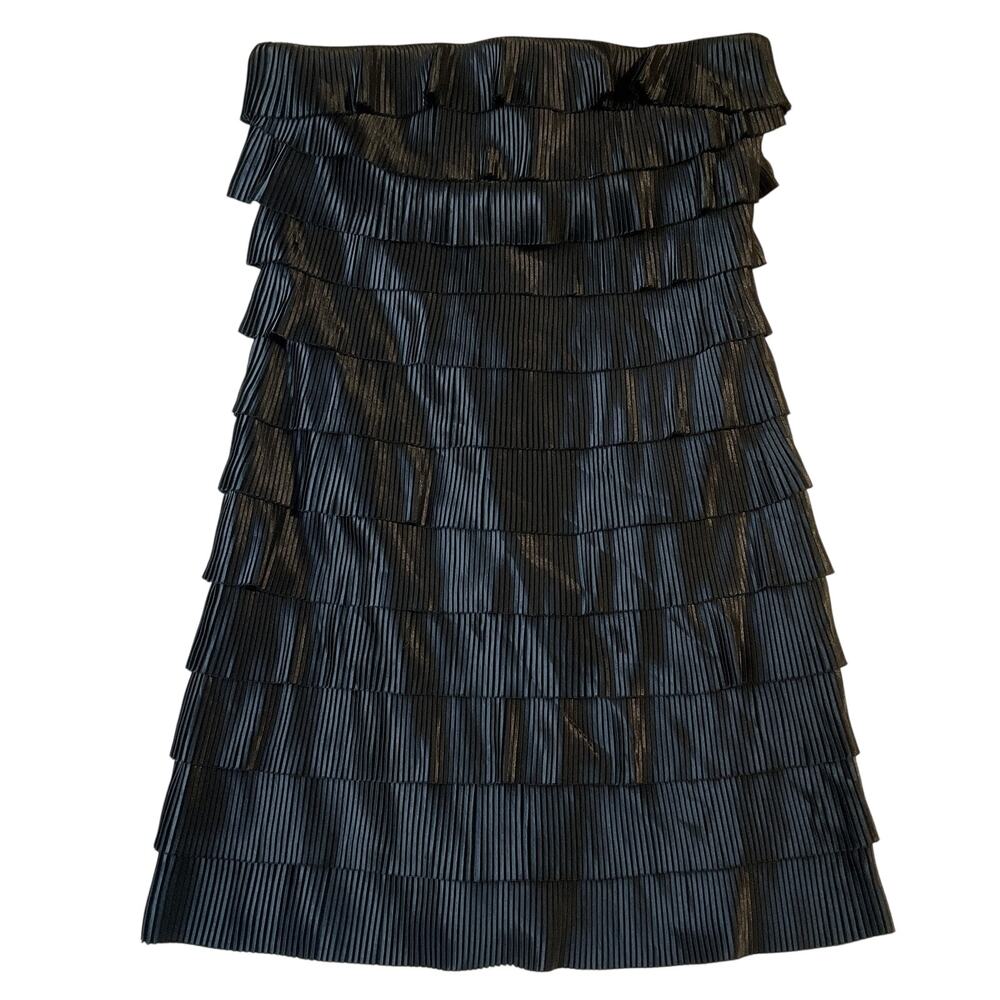 Express Women Mini Tube Dress Size 10 Black Satin Pleated Sleeveless Lined